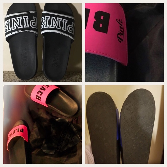 V.S. Pink & Beach Please-S & pr L PINK Slides - Picture 1 of 8